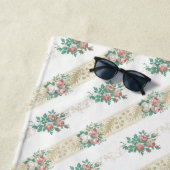 ヴィンテージバラパターン – ビーチタオル (インサイチュ)