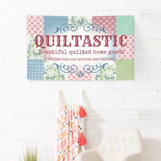 ヴィンテージバラパッチワークキルトキルティングクラフトショー 横断幕 (インサイチュ)