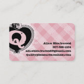 ヴィンテージバラパッチワークキルトキルティングシームストレス 名刺 (裏面)