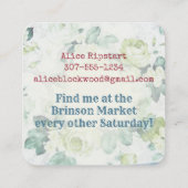 ヴィンテージバラパッチワークキルトキルティング裁縫 スクエア名刺 (裏面)