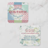 ヴィンテージバラパッチワークキルトキルティング裁縫 スクエア名刺 (正面/裏面)