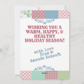 ヴィンテージバラパッチワークキルト裁縫クリスマスカード シーズンカード (裏面)