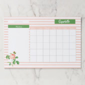 ヴィンテージバラパーソナライズされたフローラ月次カレンダー ペーパーパッド (正面)