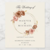 ヴィンテージバラパーソナライズされたリース結婚 ワインラベル (シングルラベル)