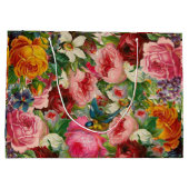 ヴィンテージバラパーソナライズされた抱き枕編集文字 ラージペーパーバッグ (裏面)