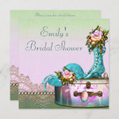 ヴィンテージバラパールピンクブライダルシャワー 招待状 (正面/裏面)