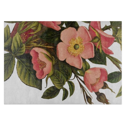 ヴィンテージバラビューティフルピンクボタニカル カッティングボード (正面)