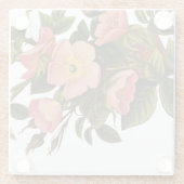 ヴィンテージバラビューティフルピンクボタニカル ガラスコースター (裏面)