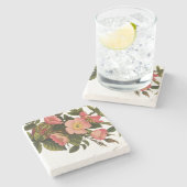 ヴィンテージバラビューティフルピンクボタニカル ストーンコースター (横)