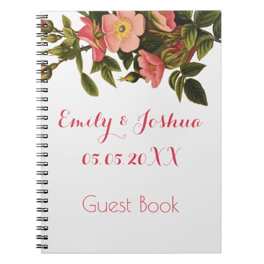 ヴィンテージバラビューティフルピンクボタニカル ノートブック (正面)