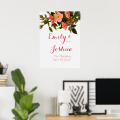 ヴィンテージバラビューティフルピンクボタニカル ポスター (ホームオフィス)