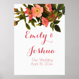 ヴィンテージバラビューティフルピンクボタニカル ポスター