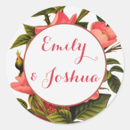 ヴィンテージバラビューティフルピンクボタニカル ラウンドシール