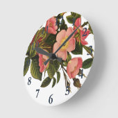 ヴィンテージバラビューティフルピンクボタニカル ラウンド壁時計 (傾斜)