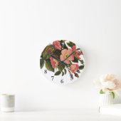 ヴィンテージバラビューティフルピンクボタニカル ラウンド壁時計 (ホーム)