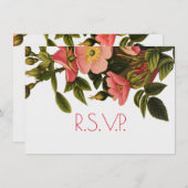 ヴィンテージバラビューティフルピンクボタニカル 招待状 (正面/裏面)