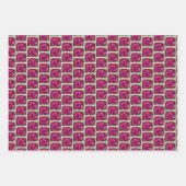 ヴィンテージバラピンクと緑の花の模様ラップ ラッピングペーパーシート (正面3)