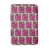 ヴィンテージバラピンクと緑の花柄 バスマット (正面縦)