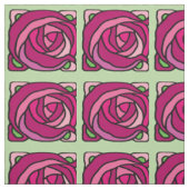 ヴィンテージバラピンクと緑の花柄 ファブリック (見本)