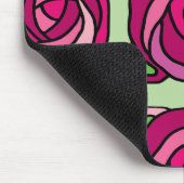 ヴィンテージバラピンクと緑の花柄 マウスパッド (コーナー)