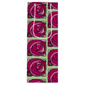 ヴィンテージバラピンクと緑の花柄 ワインギフトバッグ (正面)