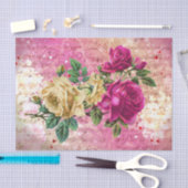 ヴィンテージバラピンククリームデクページ 薄葉紙 (クラフト)