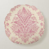 ヴィンテージバラピンクダマスク ラウンドクッション (正面)