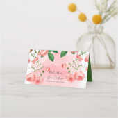 ヴィンテージバラピンクフローラボ結婚タニック プレイスカード (裏面)