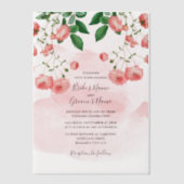 ヴィンテージバラピンクフローラボ結婚タニック ベラム紙招待状 (正面)