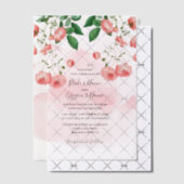 ヴィンテージバラピンクフローラボ結婚タニック ベラム紙招待状 (オフセット (招待状))