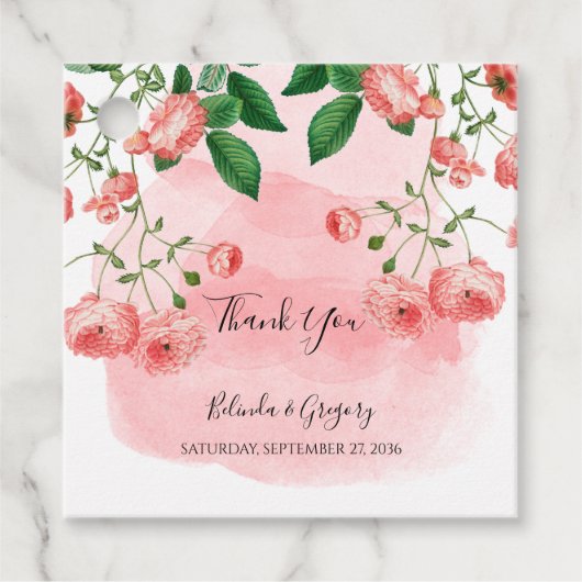 ヴィンテージバラピンクフローラ結婚植物園の贈り物 フェイバータグ (正面)