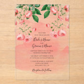 ヴィンテージバラピンクフローラ結婚植物学澄ん アクリル招待状 (正面)
