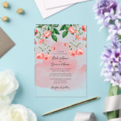ヴィンテージバラピンクフローラ結婚植物学澄ん アクリル招待状 (インサイチュ (ウェディング))