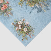 ヴィンテージバラピンクフローラ青と白のデコページ 薄葉紙 (詳細)