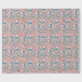 ヴィンテージバラピンクブルーシャイニーピンク背景 ラッピングペーパー (フラット)