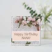 ヴィンテージバラピンクブーケクロチェットラブル誕生日 カード (スタンド正面)