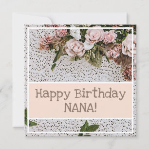 ヴィンテージバラピンクブーケクロチェットラブル誕生日 カード