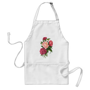 ヴィンテージバラピンク牡丹の花カスタムモノグラム スタンダードエプロン