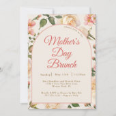 ヴィンテージバラピンク花模様マザーズデイブランチ 招待状 (正面)