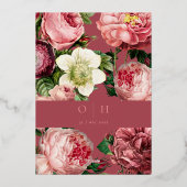 ヴィンテージバラピンク赤面結婚クラシック 箔招待状 (裏面)