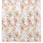 ヴィンテージバラピーチピンクボタニカルフローラ シャワーカーテン (正面)