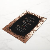 ヴィンテージバラフォイルエレガントレースブラックフォイル 箔招待状 (回転した状態)