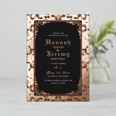 ヴィンテージバラフォイルエレガントレースブラックフォイル 箔招待状 (立ち正面)