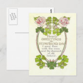 ヴィンテージバラフォーリーフクローバーサンパトリックの日C ポストカード (正面/裏面)