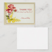 ヴィンテージバラフラワーサンキュー ノートカード (正面/裏面)