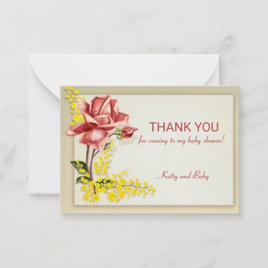 ヴィンテージバラフラワーサンキュー ノートカード (正面)