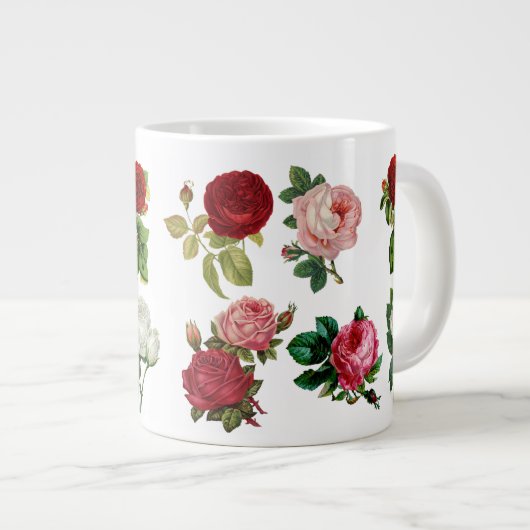 ヴィンテージバラフラワーズデコパージュ ジャンボコーヒーマグカップ (正面右)