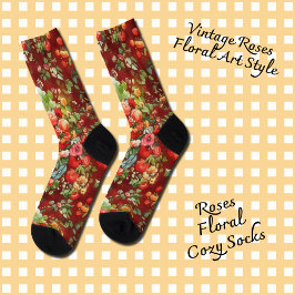 ヴィンテージバラフローラアートスタイルソックス ソックス
