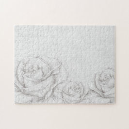 ヴィンテージバラフローラグレー装飾 ジグソーパズル