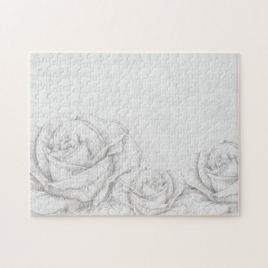ヴィンテージバラフローラグレー装飾 ジグソーパズル (横)